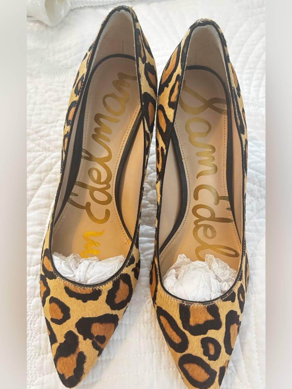 Sam Edelman Leopard-Print Pointed-Toe Pumps in Tan and Black